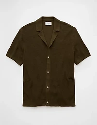 AE Shaker Button-Up Sweater Polo Shirt
