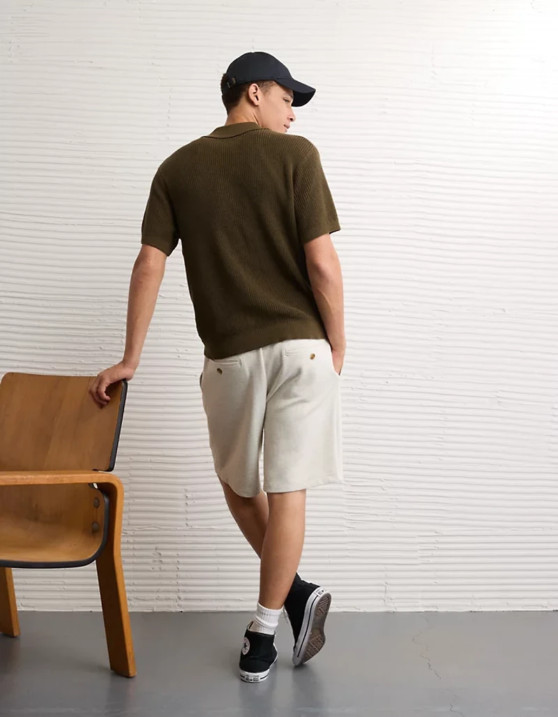 AE Shaker Button-Up Sweater Polo Shirt