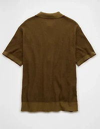 AE Striped Button-Up Sweater Polo