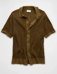 AE Striped Button-Up Sweater Polo