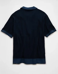 AE Striped Button-Up Sweater Polo