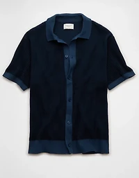 AE Striped Button-Up Sweater Polo