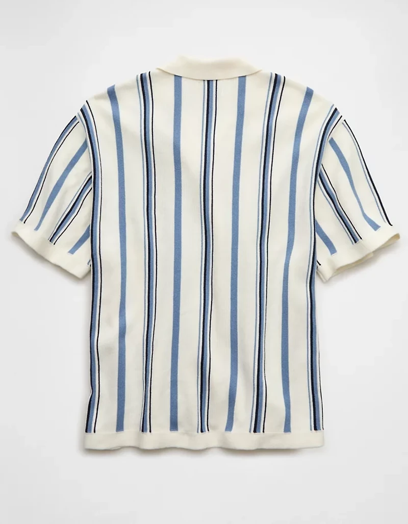 AE Striped Button-Up Sweater Polo