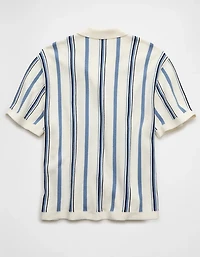 AE Striped Button-Up Sweater Polo