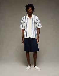 AE Striped Button-Up Sweater Polo