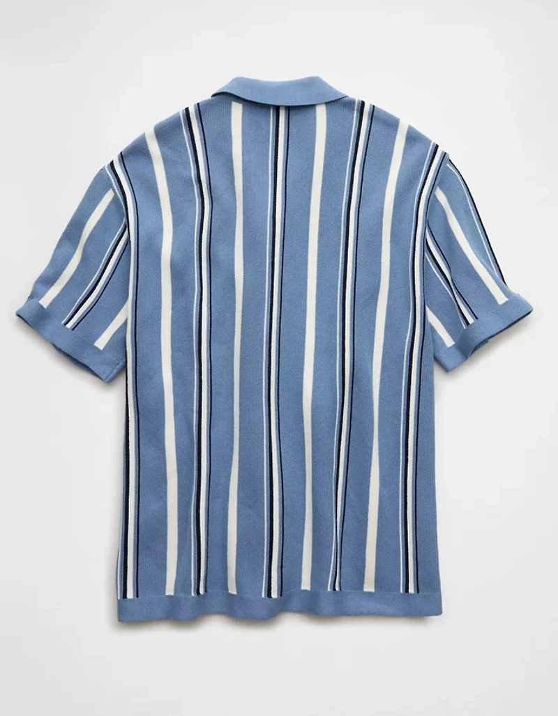 AE Striped Button-Up Sweater Polo