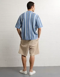 AE Striped Button-Up Sweater Polo