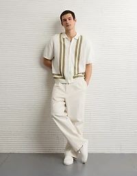 Polo en tricot boutonné et rayé AE