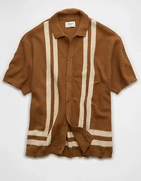 AE Striped Button-Up Sweater Polo