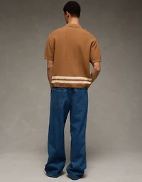 AE Striped Button-Up Sweater Polo