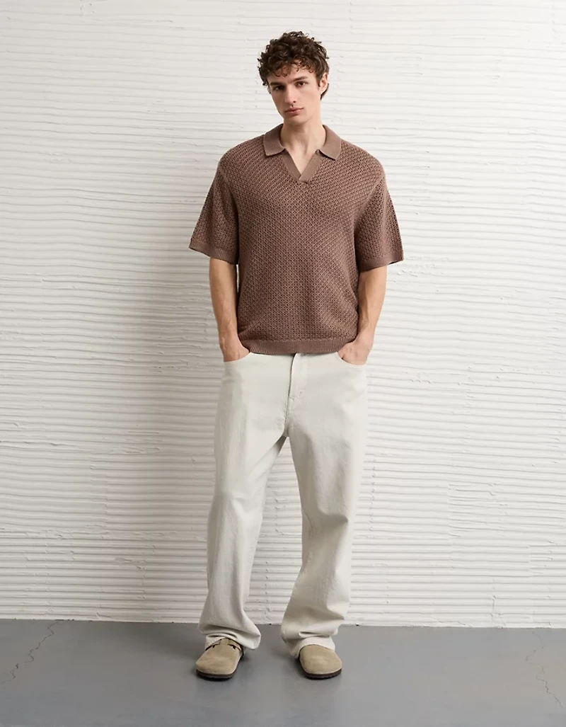 AE Garment-Washed Sweater Polo