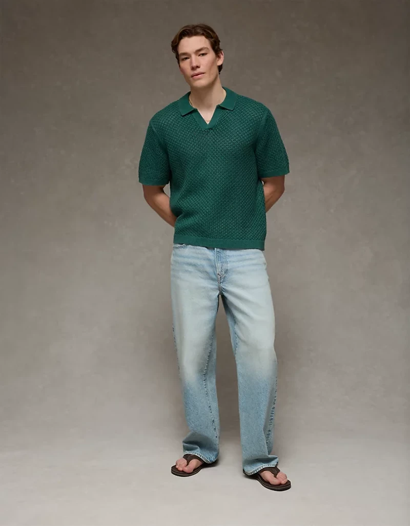 AE Garment-Washed Sweater Polo