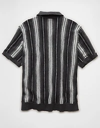 AE Striped Button-Up Sweater Polo
