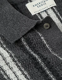 AE Striped Button-Up Sweater Polo