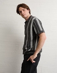 AE Striped Button-Up Sweater Polo
