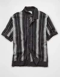 AE Striped Button-Up Sweater Polo