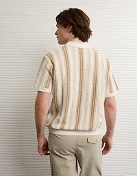 AE Striped Button-Up Sweater Polo