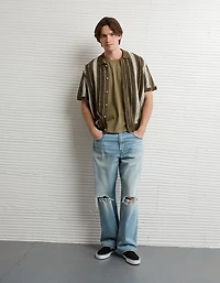 AE Striped Button-Up Sweater Polo