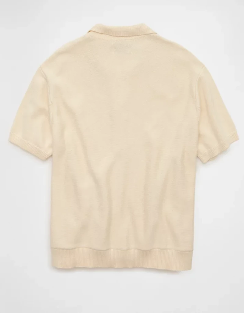 AE Garment-Washed Button-Up Sweater Polo