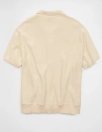 AE Garment-Washed Button-Up Sweater Polo