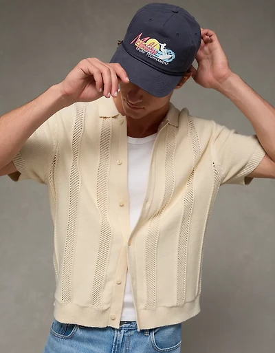 AE Garment-Washed Button-Up Sweater Polo