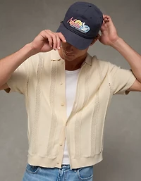 AE Garment-Washed Button-Up Sweater Polo