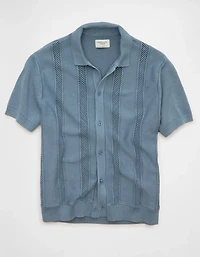 AE Garment-Washed Button-Up Sweater Polo