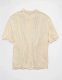 AE Striped Button-Up Sweater Polo