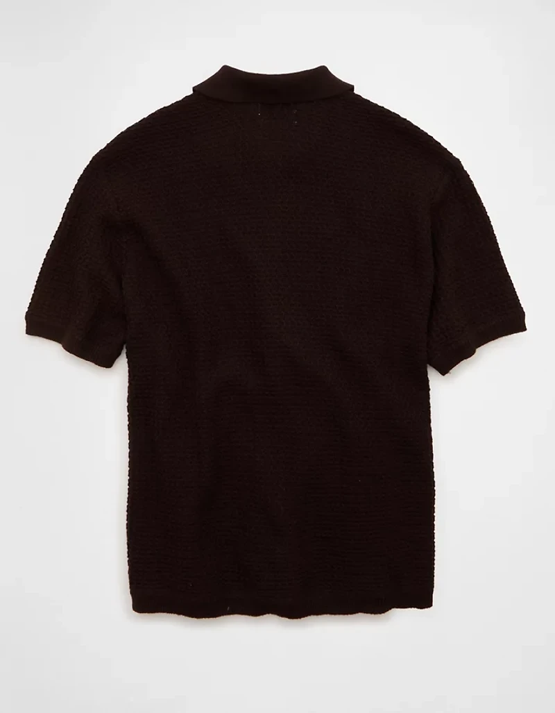 AE Striped Button-Up Sweater Polo