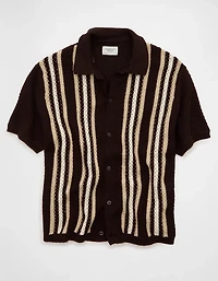 AE Striped Button-Up Sweater Polo