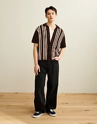 AE Striped Button-Up Sweater Polo
