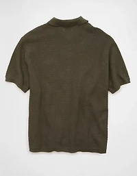AE Striped Button-Up Sweater Polo