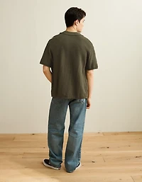 AE Striped Button-Up Sweater Polo