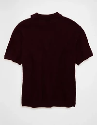 Polo en tricot boutonné et rayé AE