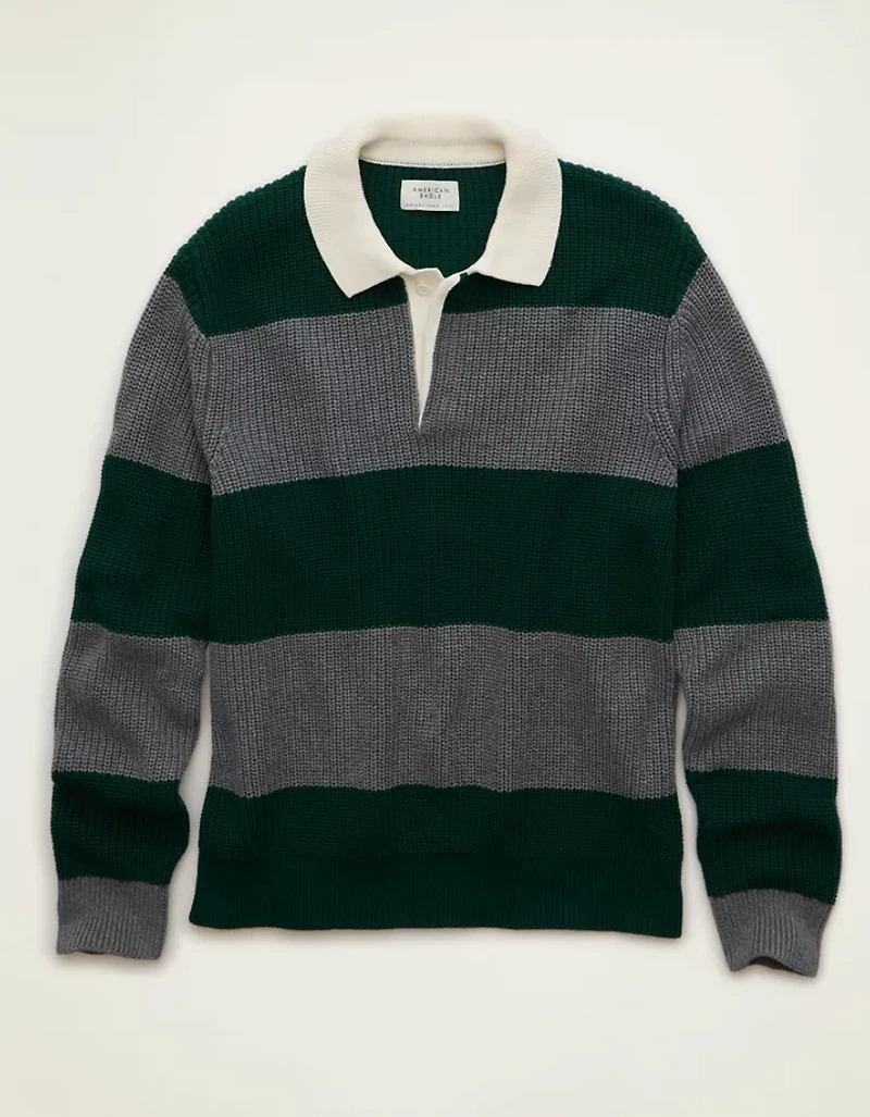 AE Shaker Stitch Rugby Sweater Polo