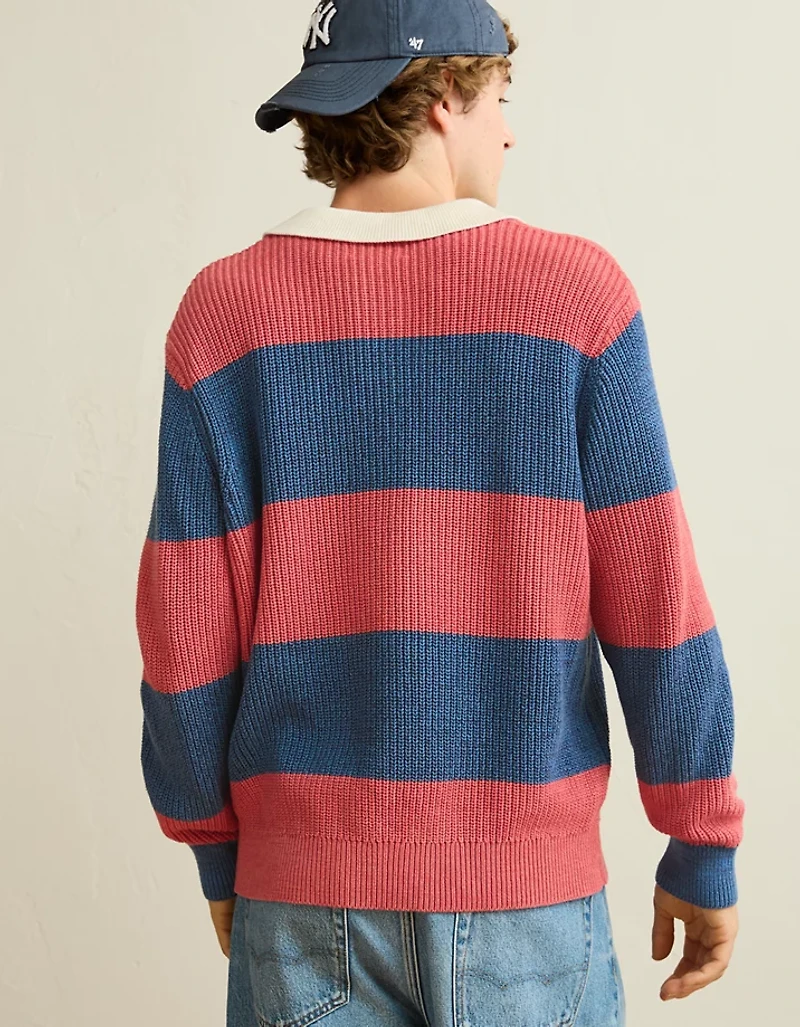 Polo chandail de rugby à mailles perlées AE