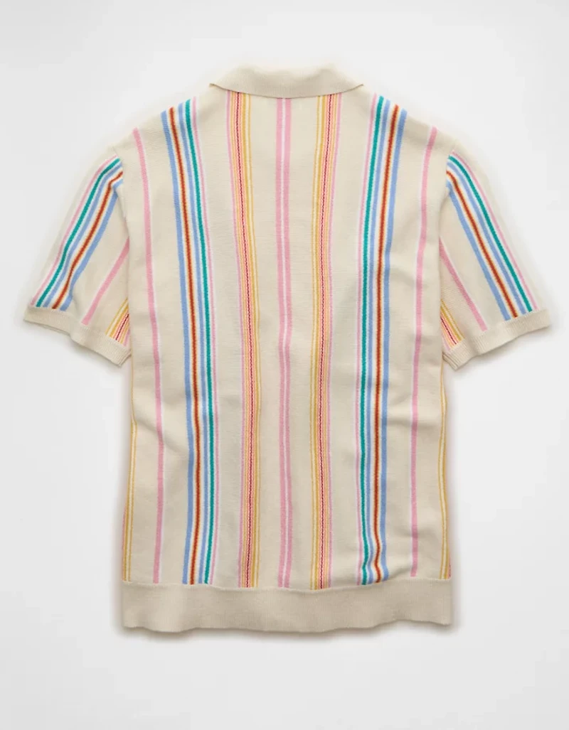 AE Pride Standard Fit Button-Up Sweater Polo