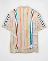 AE Pride Standard Fit Button-Up Sweater Polo