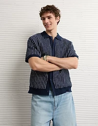 AE Weekend Button-Up Sweater Polo Shirt