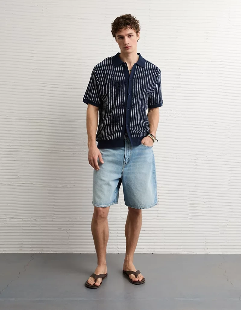 AE Weekend Button-Up Sweater Polo Shirt