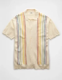AE Pride Weekend Button-Up Sweater Polo Shirt