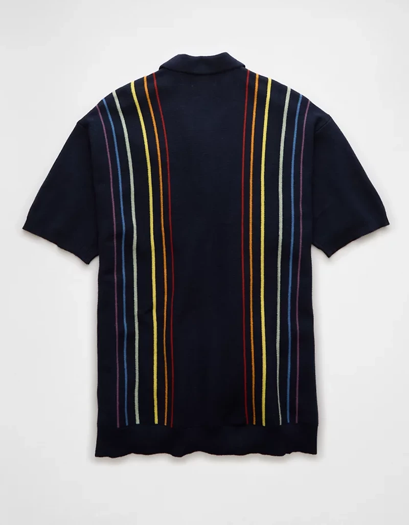 AE Pride Weekend Button-Up Sweater Polo Shirt