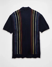 AE Pride Weekend Button-Up Sweater Polo Shirt