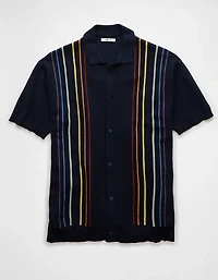 AE Pride Weekend Button-Up Sweater Polo Shirt