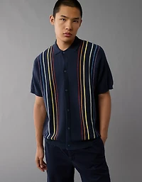 AE Pride Weekend Button-Up Sweater Polo Shirt