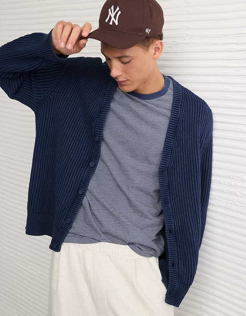 Cardigan à mailles perlées délavé AE