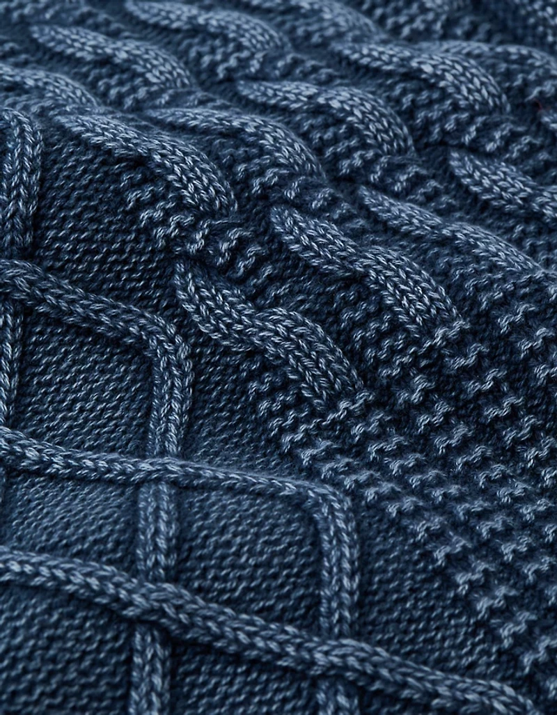 AE Button-Up Indigo Patchwork Sweater