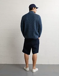 AE Button-Up Indigo Patchwork Sweater