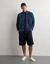 AE Button-Up Indigo Patchwork Sweater