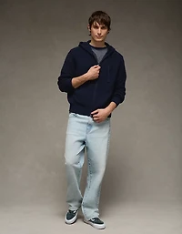 Chandail à capuchon piqué mailles perlées glissière AE